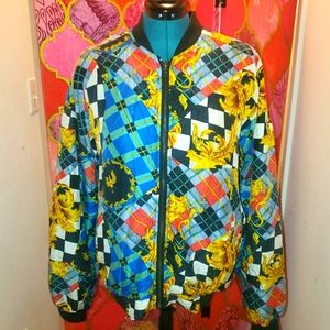 Vintage silk design print bomber jacket.